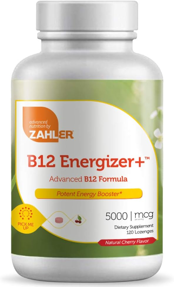 Zahler B12 Energizer, Potent Energy Supplement, Vitamin B12 Methylcobalamin, Certified Kosher, 5000 MCG, 120 Natural Cherry Flavor Lozenges