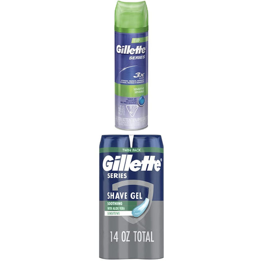 Gillette Series 3X Action Shave Gel, Sensitive, 3 Pack (7 Ounce Each) : Beauty & Personal Care