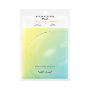 Cell Fusion C Radiance Vita Mask 5 Ea, Glutathione + Vitamin C + Hyaluronic Acid - Brightening Sheet Mask For Radiant Skin