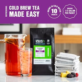 Tiesta Tea - Blackberry Bellini Cold Brew, Premium Loose Leaf Blend, Medium Caffeinated Iced Tea, 10 Cold Brew Tea Packets - Brews One 64Oz Pitcher