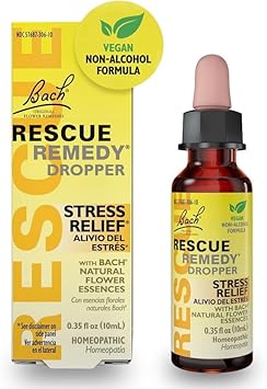 Rescue Bach Remedy Dropper 10Ml, Natural Stress Relief, Homeopathic Flower Essence, Vegan, Gluten & Sugar-Free, Non-Habit Forming (Non-Alcohol Formula)