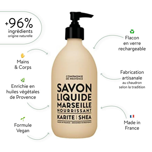 Compagnie De Provence Savon De Marseille Nourishing Liquid Soap, Karite (Shea Butter), 16.7 Fl Oz Refill