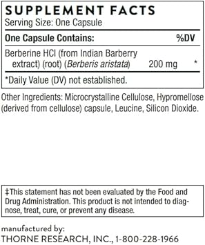 Thorne Berberine - 200 Mg (Formerly Berbercap) - Supports Heart Function, Immune System And Gut Health - 60 Capsules