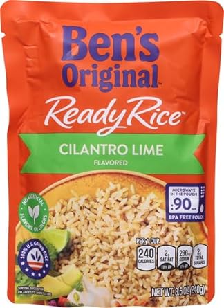 BEN'S ORIGINAL Ready Rice Cilantro Lime Flavored Rice, Easy Dinner Side, 8.5 OZ Pouch (Pack of 12)