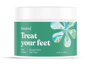 ASUTRA Treat your Feet Foot Cream, 3.4 fl.oz | Rich Lotion for Dry, Cracked Feet | Peppermint & Tea Tree Essential Oils for Healthy Feet