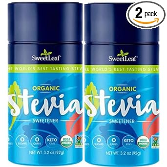 SweetLeaf Organic Stevia Powder Shaker Jar - Zero Calorie Stevia Sweetener, No Bitter Aftertaste, Plant-Based Sugar Substitute, Non-GMO Sweet Leaf Stevia, 3.2 Oz Ea (Pack of 2) : Grocery & Gourmet Food