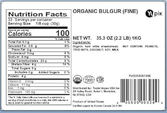 Yupik Organic Bulgur (Fine Grind), 2.2 Lb, Non-Gmo, Vegan, Pack Of 1