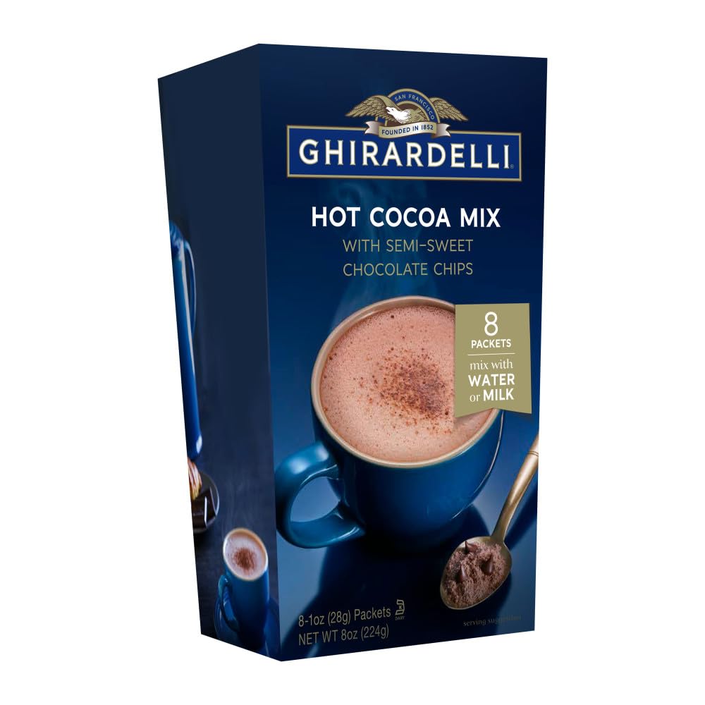 Ghirardelli Hot Cocoa With Chocolate Chips, 8 Oz Box (6 Boxes)