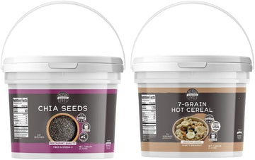 Birch & Meadow 7-Grain Hot Cereal & Chia Seeds Bundle (1 Gallon Buckets), Versatile Ingredients, Oatmeal & Smoothies, Flavorful