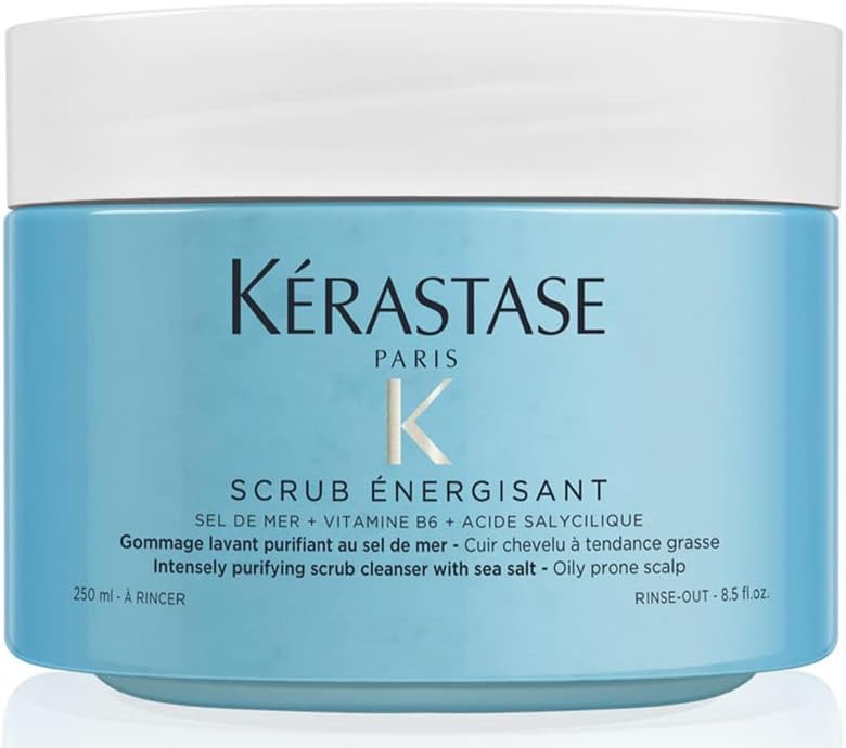 Kérastase Fusio Scrub, Nourishing And Energising Cleansing Treatment, For Oil-Prone Hair And Scalp, With Sea Salt Minerals, Vitamin B6 And Salicylic Acid, Scrub Energisant, 250 Ml