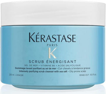 Kérastase Fusio Scrub, Nourishing And Energising Cleansing Treatment, For Oil-Prone Hair And Scalp, With Sea Salt Minerals, Vitamin B6 And Salicylic Acid, Scrub Energisant, 250 Ml