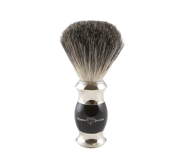 Edwin Jagger 81Sb356 Simulated Ebony Pure Badger Hair Shaving Brush With Nickel Plated Collar And End Cap