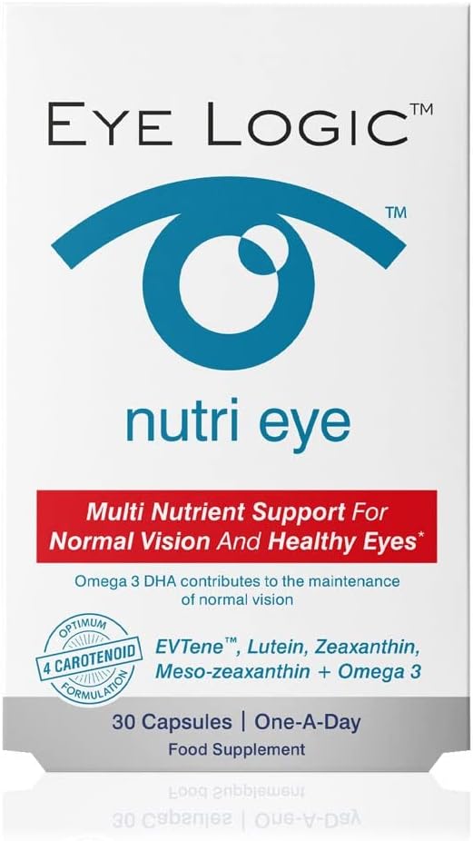 Eye Logic Nutri Eye | Supports Macular & General Eye Health | High Levels Of Macular Carotenoids | Omega 3, Vitamin C, Zinc, Copper, B Vitamins And Grape Seed | One A Day | 30 Capsules