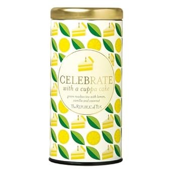 The Republic Of Tea Celebrate With A Cuppa Cake Tea, 36 Tea Bags, Gourmet Tea, Vanilla Lemon-Coconut Cake Tea Gift Tin