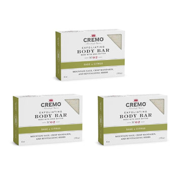 Cremo Exfoliating Body Bars Sage & Citrus - A Combination Of Lava Rock And Oat Kernel Gently Polishes While Shea Butter Leaves Your Skin Feeling Smooth And Healthy (Pack Of 3)