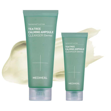 Mediheal Teatree Calming Ampoule Cleanser Special Set (6.76 Fl Oz + 1.69 Fl Oz) - Moisture And Calming Synergy With Teatree & Ectoin