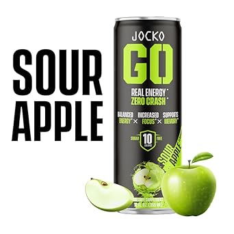 Jocko GO Energy Drink - KETO, Vitamin B12, Vitamin B6, Electrolytes, L Theanine, Magnesium- All Natural Energy Boost, Sugar Free Nootropic Monk Fruit Blend - 12 Pack (Sour Apple Flavor) : Grocery & Gourmet Food