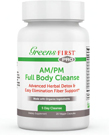 Greens First Full Body AM/PM Cleanse, 20 Veggie Capsules ? Supplement for Natural Detox of Toxins ? Full Intestinal & Constipation Relief ? Digestive Health Capsule