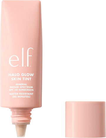 E.L.F. Halo Glow Skin Tint Spf 50, Tinted Moisturiser For Light, Buildable Coverage, Creates A Natural Glow, Vegan & Cruelty-Free, 7 Medium Warm