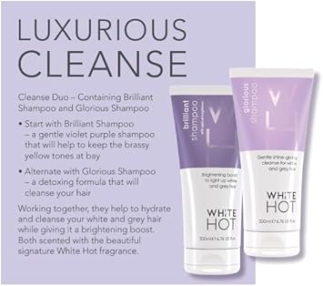White Hot Cleanse Duo: Brilliant Shampoo & Glorious Shampoo 200Ml, Brightening Boost And Shine For White & Grey Hair, Purple Shampoo