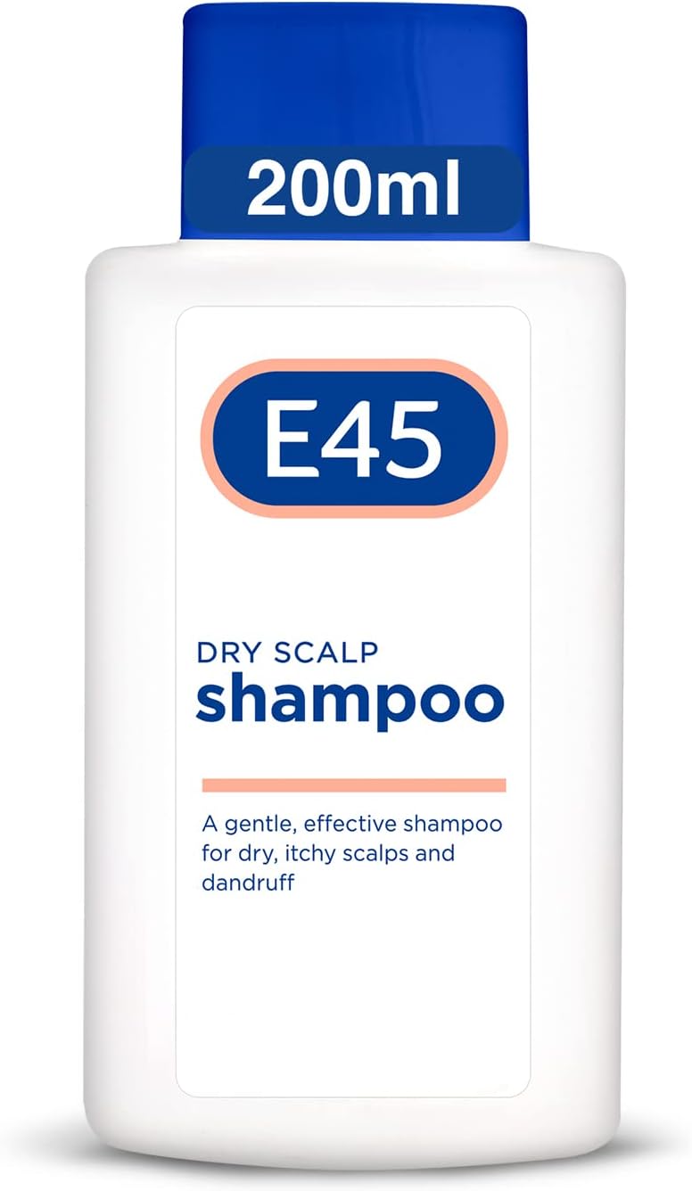 E45 Dermatological Dry Scalp Shampoo 200 ml - E45 Shampoo for Dry Scalp Relief – Dry Scalp Shampoo with Pro Vitamin B5 to Hydrate Hair – for Clean and Shiny Hair - Anti Dandruff Shampoo – Perfume Free