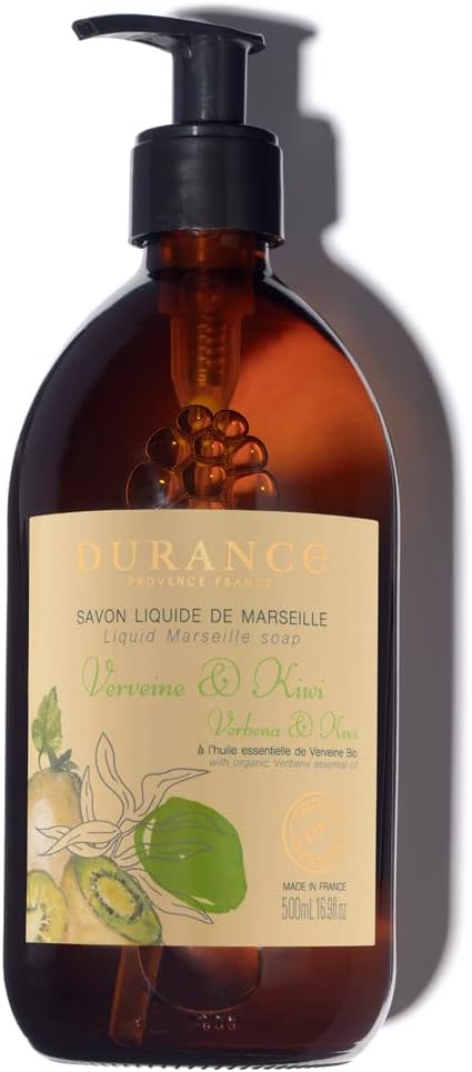 Durance Verbena & Kiwi Marseille Liquid Soap 500Ml – Paraben-Free Hand & Body Wash With Olive Oil & Red Rice Extract – Vegan Friendly Shower Gel