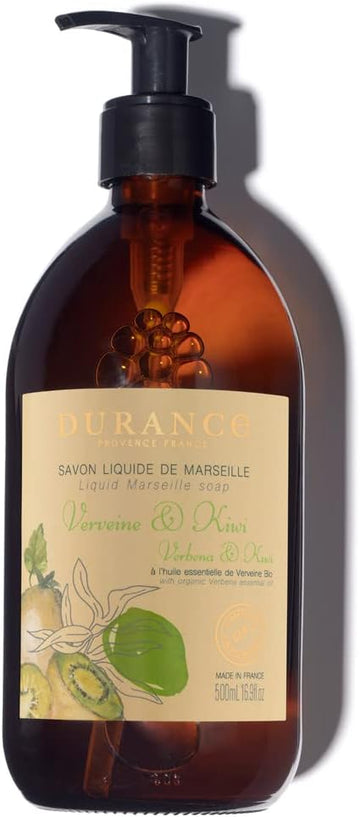 Durance Verbena & Kiwi Marseille Liquid Soap 500Ml – Paraben-Free Hand & Body Wash With Olive Oil & Red Rice Extract – Vegan Friendly Shower Gel