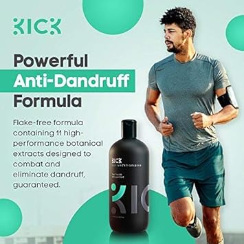 Kick Mens Shampoo - 17oz (509 ml), Sulfate Free, Peppermint and Tea Tree Oil, Anti Hair Loss, Dry Scalp, Natural Anti Dandruff for Thinning, Aloe Vera, Rosemary, Eucalyptus, Cruelty-Free : Beauty & Personal Care