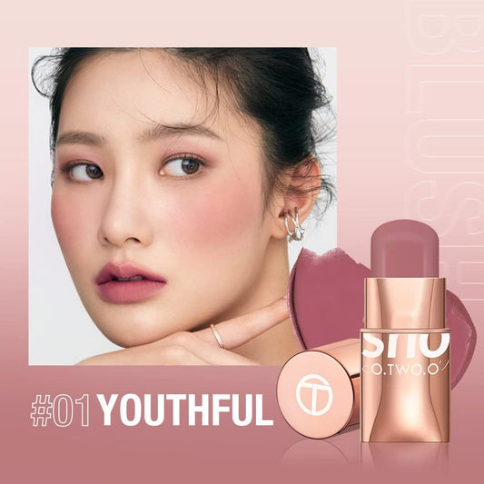 6Colors Lipstick Blush Stick 3-In-1 Eyes Cheek And Lip Tint Buildable Waterproof Lightweight Blush Stick Cream Blusher Makeup For Women(#01)