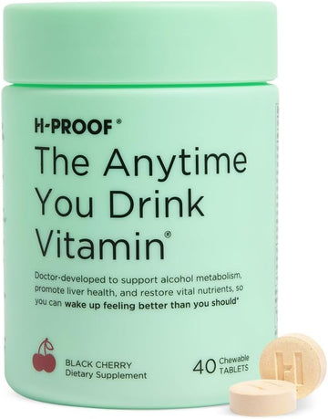 The Anytime You Drink Vitamin, Liver Health & Immunity Support With Electrolytes, Milk Thistle, And Vitamins B & C - 40 Chewable Tablets (20 Servings), Vegan, Lemonade