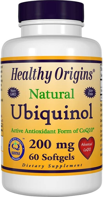 Healthy Origins Ubiquinol (Active Form of CoQ10), 200 mg - Activated Form of CoQ10 - Kaneka Ubiquinol Supplements for Heart Health & Antioxidant Support - Gluten-Free & Non-GMO - 60 Softgels