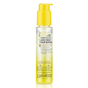 Giovanni 2Chic Ultra-Revive Super Potion - Anti-Frizz Serum To Moisturize Dry, Unruly Hair, Enriched With Pineapple & Ginger, Works Great With Curly Hair, Color-Safe Hair Oil Serum - 2.75 Oz