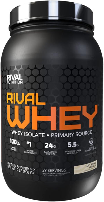 Rivalus Rivalwhey – Soft Serve Vanilla 2Lb - 100% Whey Protein, Whey Protein Isolate Primary Source, Clean Nutritional Profile, Bcaas, No Banned Substances, Made In Usa