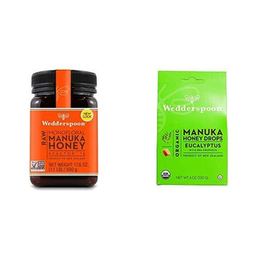 Wedderspoon Raw Premium Manuka Honey KFactor 16+, Unpasteurized, Genuine New Zealand Honey, Eucalyptus + Bee Propolis, Unpasteurized, Genuine New Zealand Honey, Perfect Remedy For Dry Throat : Grocery & Gourmet Food