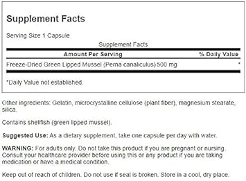 Swanson Green Lipped Mussel (Freeze-Dried) - New Zealand Joint Health & Mobility Supplement - Natural Formula May Support Heart Health & Digestive Function - (60 Capsules, 500mg Each) 4 Pack
