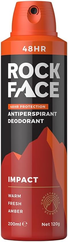 Rock Face Antiperspirant Deodorant For Men 200Ml | Impact | Fast Absorbing | Non-Staining | 48 Hour Protection (Pack Of 2)