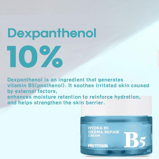 Hydra Vitamin B5 Derma Repair Cream For Face–Strengthen Skin Barrier With Niacinamide 10% Dexpanthenol & Centella Asiatica Extract-Korean Skin Care - 1.75Fl.Oz.(52Ml)