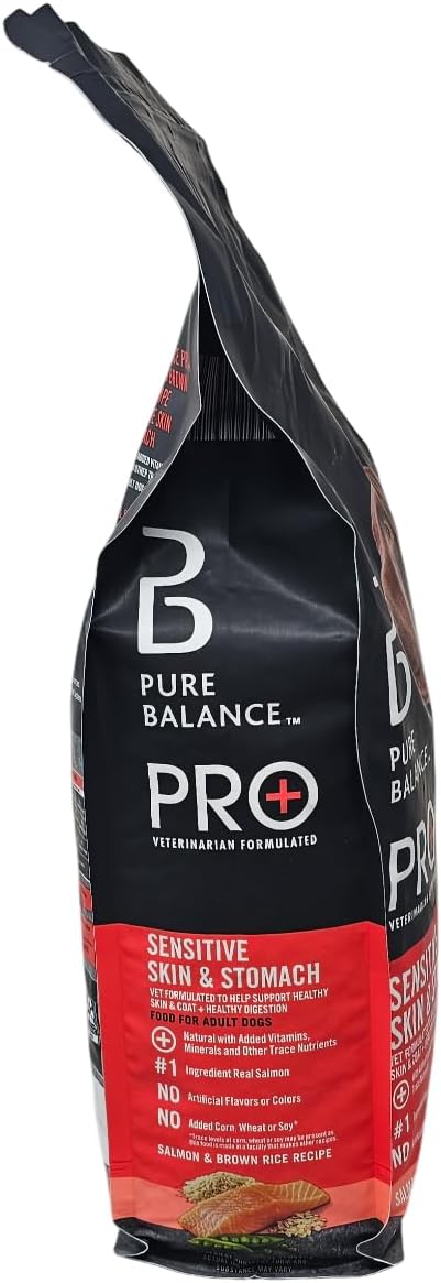 Pure Balance Pro+ Sensitive Skin And Stomach Salmon And Brown Rice Dry Dog Food, 8 Pound Bag : Pet Supplies