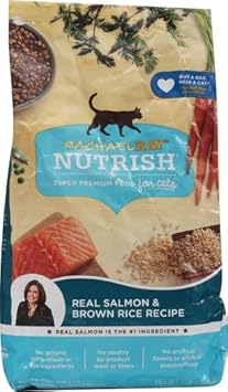 Rachael Ray Nutrish Premium Natural Dry Cat Food With Added Vitamins, Minerals & Other Nutrients, Real Salmon & Brown Rice Recipe, 3 Pound Bag