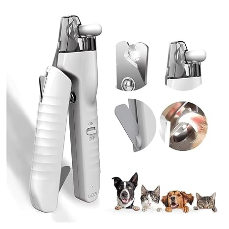 Dog Nail Clippers - USB Rechargeable LED Light for Bloodline | Razor Sharp and Durable Blade | Vets Recommended Trimming Tool for Dogs and Cats