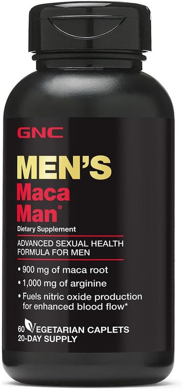 Gnc Maca Man, Maca Root Arginine For Enhanced Blood Flow - 60 Vegetarian Capsules