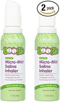 Boogie Micro-Mist Saline Inhaler Refill, 1.7Oz Unscented - Pack Of 2