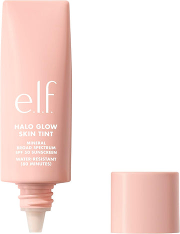 E.L.F. Halo Glow Skin Tint Spf 50, Tinted Moisturiser For Light, Buildable Coverage, Creates A Natural Glow, Vegan & Cruelty-Free, 18 Rich Neutral