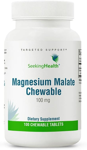Seeking Health Magnesium Malate Chewable - Mineral Supplement Supports Energy, Muscle Function & Nerve Function - Formula With Dimagnesium Malate To Support Absorption - 100 Mg, 100 Chewable Tablets