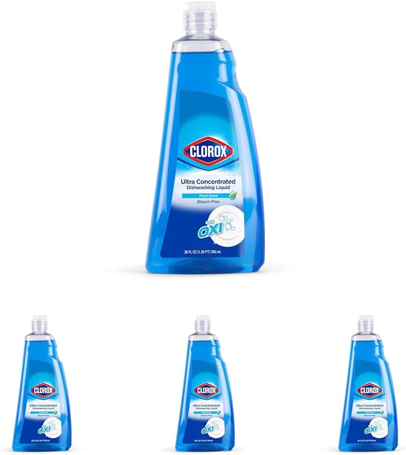 Clorox Ultra Concentrated Dishwashing Liquid Dish Soap with Oxi, Fresh Scent, 26 Fl Oz | Bleach-Free, Powers Through Grease, Perfect for Dish washing and Cleaning Dish Detergent Liquid