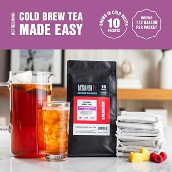 Tiesta Tea - Passion Berry Jolt Cold Brew, Premium Loose Leaf Blend, High Caffeinated Iced Tea, 10 Cold Brew Tea Packets - Brews One 64Oz Pitcher