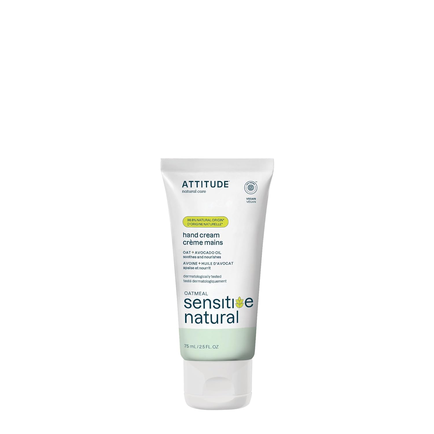 Attitude Hand Cream For Sensitive Skin With Oat, Ewg Verified, Dermatologically Tested, Vegan, Avocado Oil, 2.5 Fl Oz