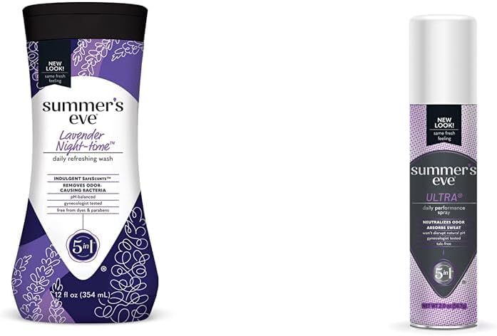 Summer'S Eve Lavender Night-Time Body Wash 12 Fl Oz & Ultra Daily Feminine Spray 2 Oz Bundle