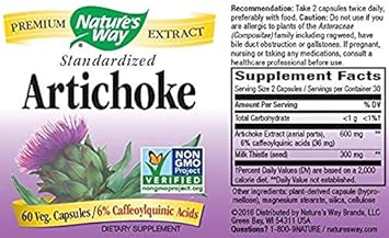 Nature's Way Artichoke Premium Extract, Supports Digestion*, Non-GMO Project Verified, Vegan, Gluten-Free, 60 Capsules (Packaging May Vary) : Health & Household