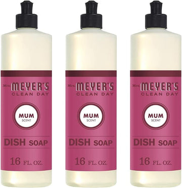 MRS. MEYER'S CLEAN DAY Liquid Dish Soap, Biodegradable Formula, Mum, 16 Fl Oz. (Pack of 3)
